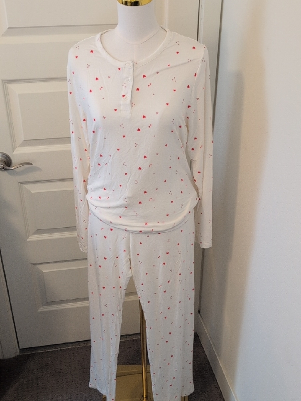 Amazon Essentials x Sofia Grainge Long Sleeve Pajama Set Heart Print Size Medium - Picture 4 of 9